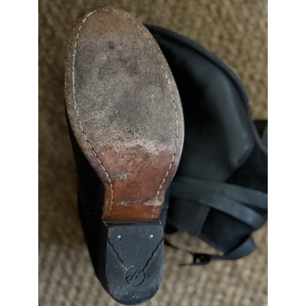 H by Hudson Vintage Black Leather And Suede Chelsea Boots With Straps‎ Size 41
